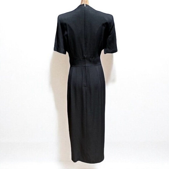 NEW (w/tag) VINTAGE Black Julian Taylor Big Shoulder Midi Dress 14 - Picture 6 of 12